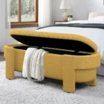 Goldoma linen storage bench in yellow with cushioned seat and hidden storage compartment