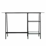 HMS Luxury 46" L-Shaped Clear and Black Glass Writing Desk Plate Computer Table for Office Bedroom Study Use – styled in a