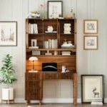 Modern Eco-Friendly Durable Desk Charging Ports Hutch Cabinet Office Storage Drawers Bookshelf Executive Computer Home MDF