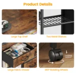 Hot Sale Brown Wood Grain Print 4-Drawer Mobile File Cabinet Open Storage Shelf Rolling Printer Stand Fitted for A4 Letter