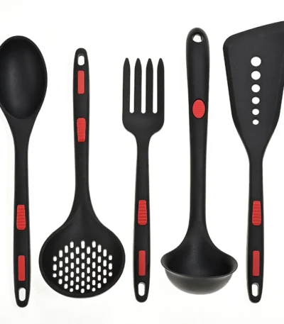 Premium Silicone 5pcs Kitchen Utensil Set Heat Resistant Cooking Gadgets Set Including Spatulas Pliers Spoons
