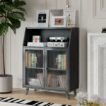 Small Space Living Room Bamboo Sideboard Kitchen Storage Rack with Tea and Wine Cabinet Wall-mounted Locker for Home Use - Image 4