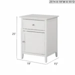 White nightstand with drawer and cabinet for bedroom - modern storage furniture from Goldoma