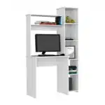 FCJ Five-Shelf Computer Desk with Superior Bookshelf Simple Design White for Office or Living Room Use – side view