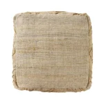 Goldoma 18 inch jute blend cube pouf ottoman with geometric diamond pattern and hidden storage in natural color
