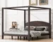 Goldoma Modern King Size Solid Wood Canopy Platform Bed with Plywood Panel – Adjustable, Eco-Friendly & Durable