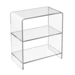 HMS 25 Two-Tier Clear Plastic Bookcase Elegant Design Two-Tiered Bookshelf for Home Office Use – styled in a modern Office