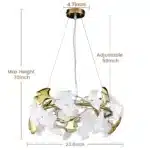 Modern Brass Ginkgo Leaf Chandelier Luxury Round Pendant Light Gold Chandelier for Dining Room Kitchen Island Living Room