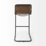 HMS 35 Modern Luxury Bar Stool Brown Black Leather with Metal Rotating Feature Solid Wood PU Material for Home Bar Kitchen
