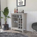 HMS Modern Light Gray Bar Cart Wine Storage Trolley Plastic Steel Iron Wood for Hotels Kitchens Workshops Hospitals Outdoor Use - Image 4