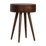 Nordic chestnut nightstand with drawer round solid wood bedside table Goldoma
