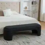 Goldoma Boucle Fabric Upholstered Armless Ottoman Foot Stool