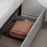 Goldoma full platform storage bed with 4 drawers and adjustable tufted headboard in linen fabric