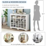Sleek Design 24 Shoe Cubby Console, Modern Shoe Cabinet with Curved Base, Versatile Sideboard - Image 3