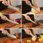 9-Piece Knife Sets for Kitchen with Knife Block, Damascus Kitchen Knife Set, ABS Handle for Knife Set and Kitchen Shear