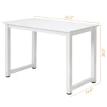 White Desktop + White Pipe Frame P2 Particleboard with Triamine Steel Feet 110cm Computer Desk – side view
