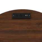 Modern cylinder end table with built-in charging station and sliding door storage