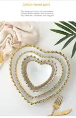 1pcs Ceramic Large Rice Bowl Heart-shaped Tableware Nordic Phnom Penh White Round Salad Plate Steak Dish Dinnerware Dinner