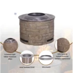 Goldoma smokeless fire pit with stackstone look burning wood pellets at a campsite