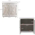 PARISLOFT Rustic Farmhouse Wood Accent Buffet Sideboard Storage Server Cabinet with 2 Doors,Entryway Kitchen Dining Console Livi - Image 2