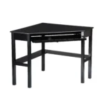 HMS Black Corner PC & Gaming Desk with Drawer Wooden Plastic Computer Table for Home Office & Living Room Featuring