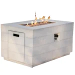 HMS 28" Gray Aluminum Rectangular Fire Pit Table with Cover Natural Gas Stainless Steel Propane Fuel for Patio