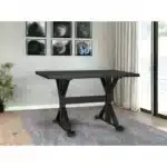 Goldoma 48-Inch Black Solid Wood Trestle Base Dining Table – side view