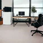 HMS 26" Brown and Black Melamine Wood Writing Desk Luxury Modern Manager Computer Table for Office or Bedroom Use – close-up