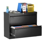 Aobabo 2 Drawer Metal Lateral File Cabinet 34.5 Inches Wide Letter Legal Size Black Assembly Required Large Deep Drawers