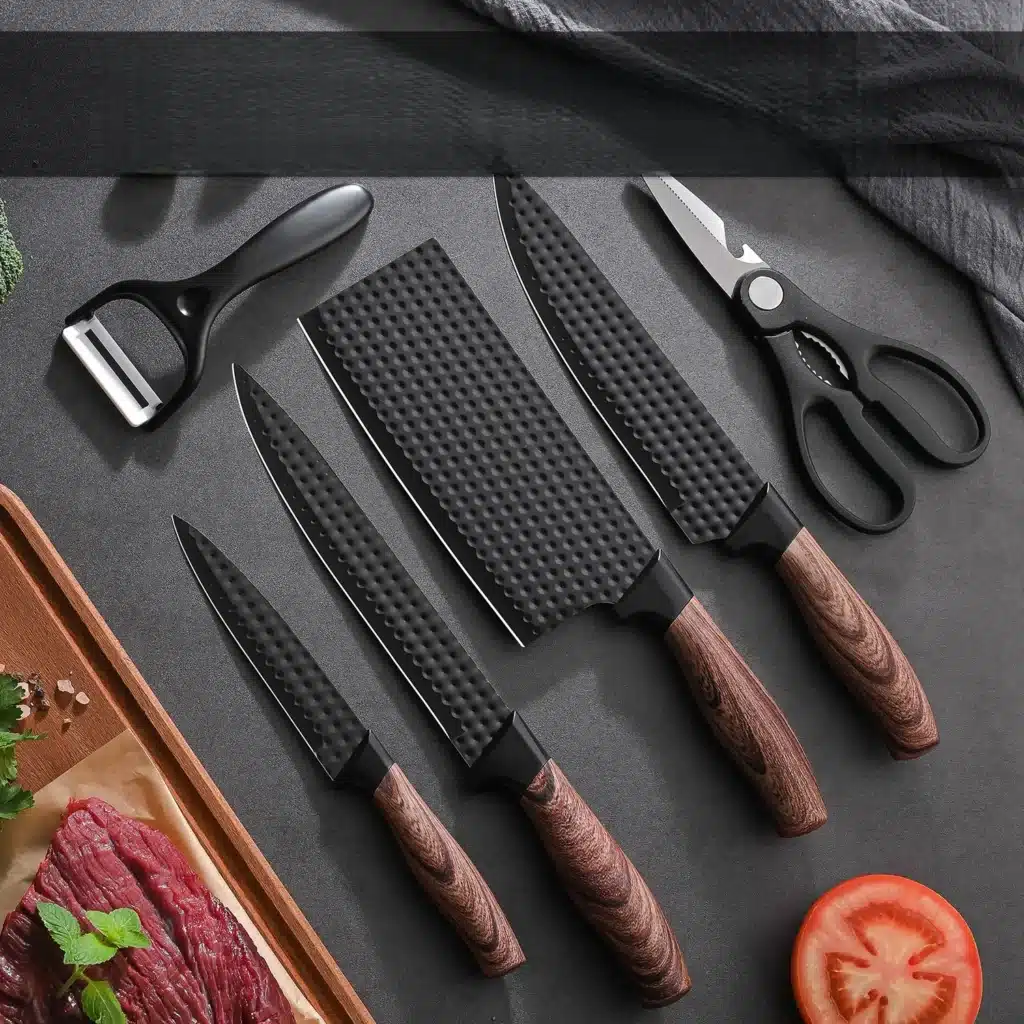 Multi-Purpose Stainless Steel Professional Kitchen Knife Set Wooden Handle Kitchen Chef Knife Set