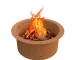 Portable camping fire pit with glowing flames in an outdoor setting