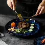 Ceramic Dinner Plates and Bowls, Blue Dishes, Creative Japanese Retro Kiln Changed Tableware Set, Dinnerware – styled in a