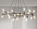 US Stock Free Shipping Mid Century Modern 20-Lights LED Black Round Chandelier Pendant Light Fixture