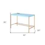 HMS 42" Baby Blue and Gold Writing Desk Elegant Computer Desk with Stylish Color Scheme – base detail