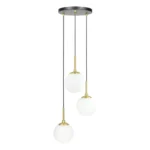 Instock Nordic Led Hanging Lighting E26 3 Head Ball Chandelier White Glass Bar Pendant Light Glass Ball Pendant Light for