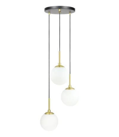 Instock Nordic Led Hanging Lighting E26 3 Head Ball Chandelier White Glass Bar Pendant Light Glass Ball Pendant Light for