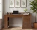 55" Modern Office Desk with Storage Cabinet & Charging Station Barn Door Writing Desk with Keyboard Tray Eco-Friendly