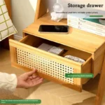 Natural bamboo nightstand with drawer – eco-friendly bedside table for bedroom or living room