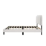 Modern full size upholstered bed headboard with ambient light in brown PU leather