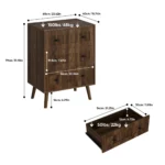 Modern 3-drawer wooden dresser with lacquer finish in walnut color, ideal for bedroom storage