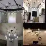 The chandelier in a dining room setting with eight arms spread in different directions