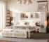 Goldoma Twin Size Wooden Bed with Two Storage Lockers, Drawer Storage, and Shelf on Headboard - Natural Rattan White