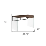 HMS 24" Brown and Clear Solid Wood Computer Desk Simple Design Gaming Desk with Drawer for Office or Bedroom Use – base