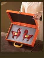 Chinese Red Tang Dynasty Horse Statue - Success Ceramic Horse Figurine, Office Desk Decor, Feng Shui Wealth Ornament