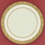 Luxurious disc relief inlaid with golden beef steak plate, palace style bone porcelain, European style gold edged tableware