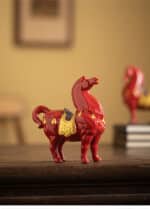 Chinese Red Tang Dynasty Horse Statue - Success Ceramic Horse Figurine, Office Desk Decor, Feng Shui Wealth Ornament – base