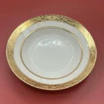 Luxurious disc relief inlaid with golden beef steak plate, palace style bone porcelain, European style gold edged tableware