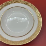 Luxurious disc relief inlaid with golden beef steak plate, palace style bone porcelain, European style gold edged tableware