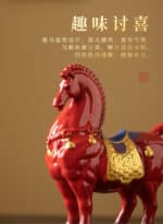 Chinese Red Tang Dynasty Horse Statue - Success Ceramic Horse Figurine, Office Desk Decor, Feng Shui Wealth Ornament – base