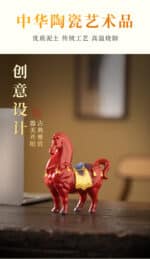 Chinese Red Tang Dynasty Horse Statue - Success Ceramic Horse Figurine, Office Desk Decor, Feng Shui Wealth Ornament – top